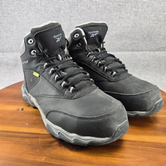 Reebok Mens Waterproof Leather Hiking Boots Size 11.5 Black - Picture 3 of 16